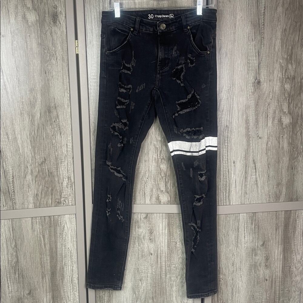 Crysp Denim black distressed jeans Men's 30